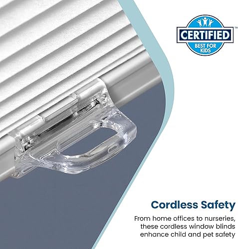 Miniatura 4 de BlindsAvenue Persiana celular inalámbrica de panal de abeja, celda única de 916", apagón, blanco, tamaño 20" de ancho x 48" de alto