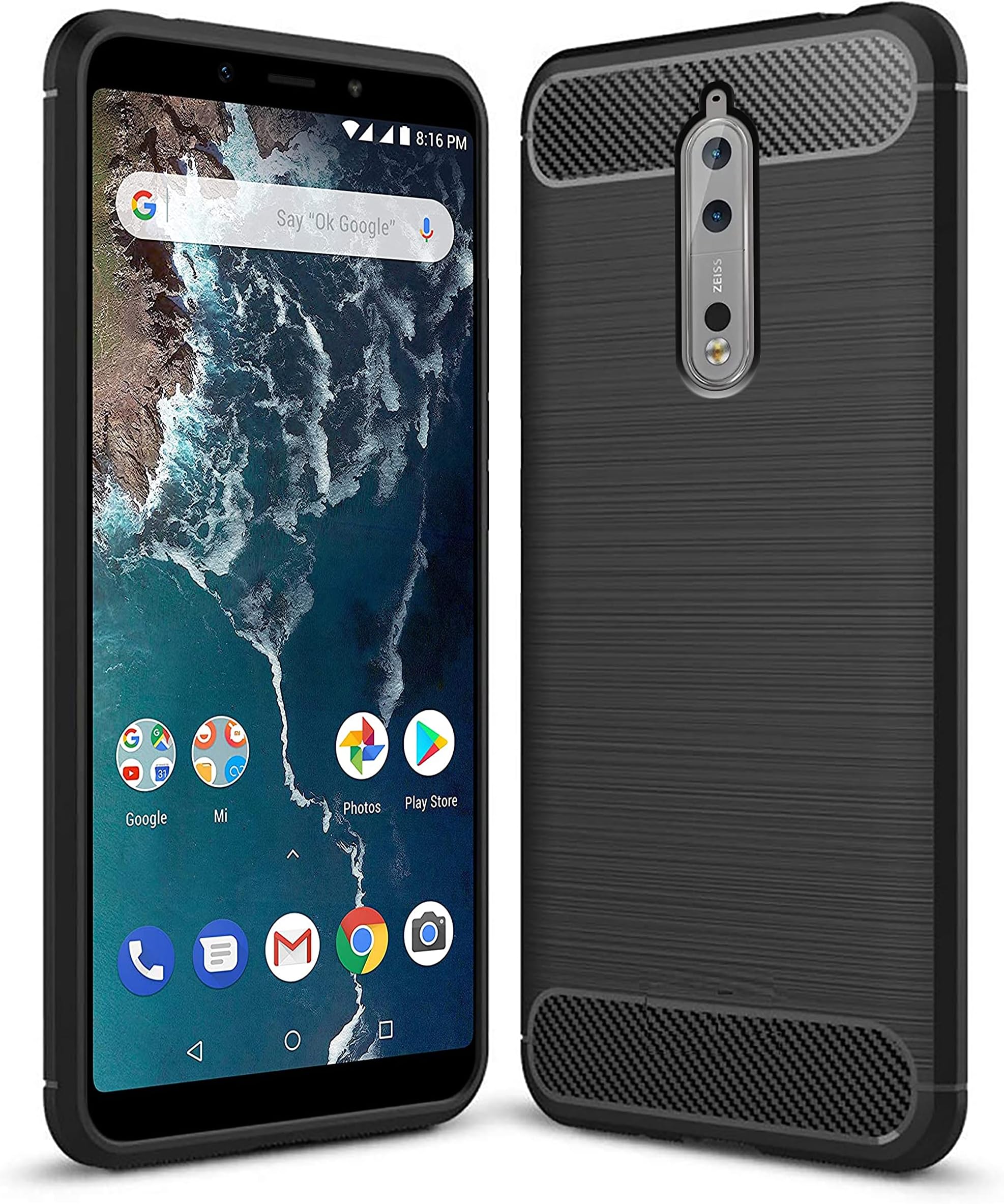 Amazon Brand - Solimo Soft & Flexible Hybrid Back Phone Case for Nokia 8 (2018) (Black)