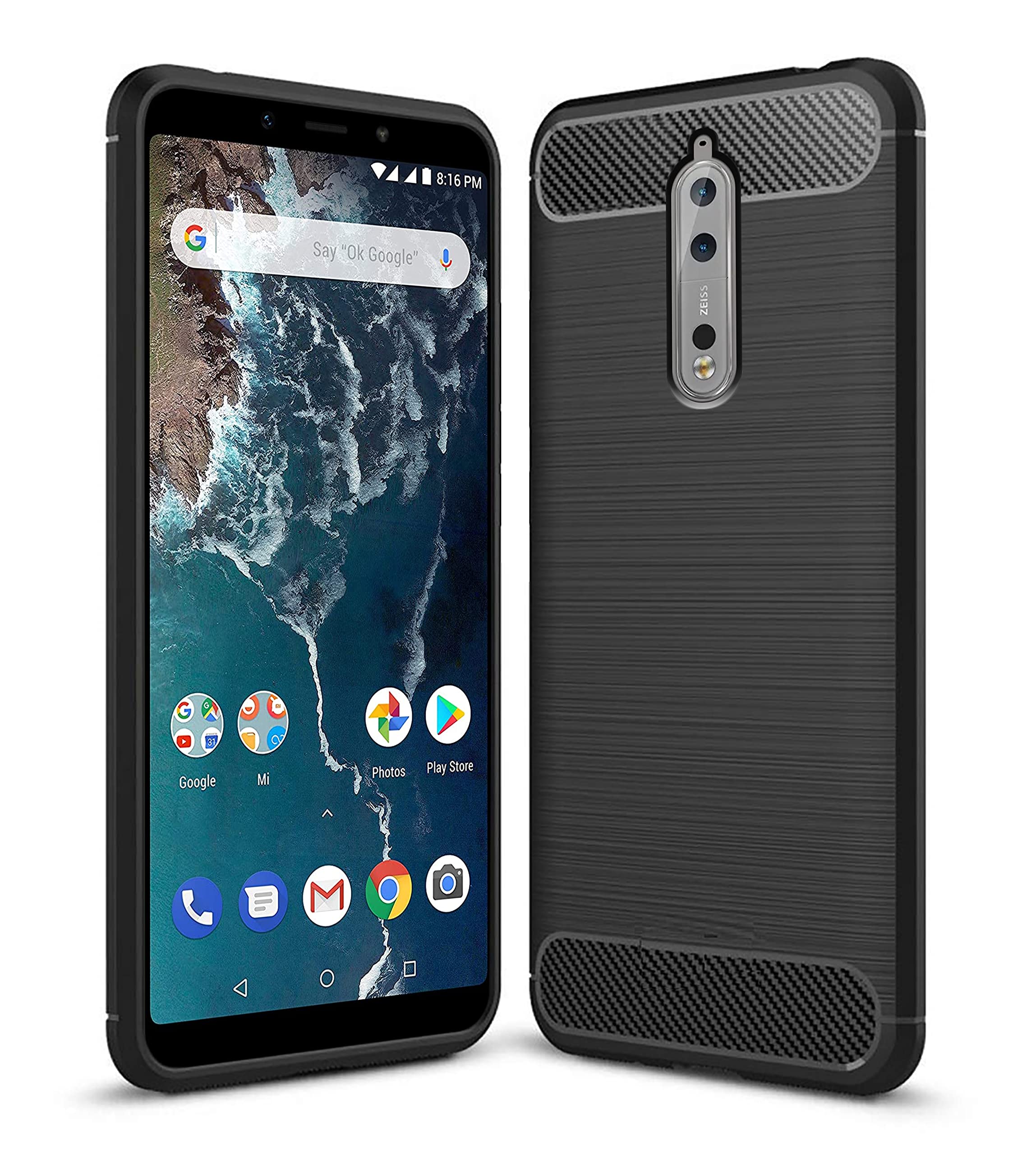 Amazon Brand - Solimo Soft & Flexible Hybrid Back Phone Case for Nokia 8 (2018) (Black)