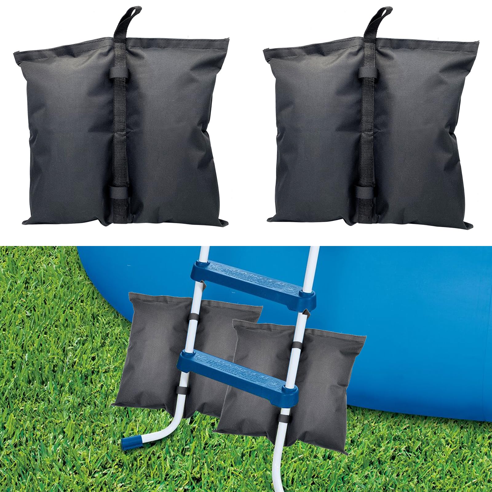 SKARUMMER Swimming Pool Ladder Step Weights Bag, 1680D Heavy Duty Weights Sand Bags for Above Ground Entry Systems, Ladders and Steps, 40 lbs Pool Sandbags (2 Pack)