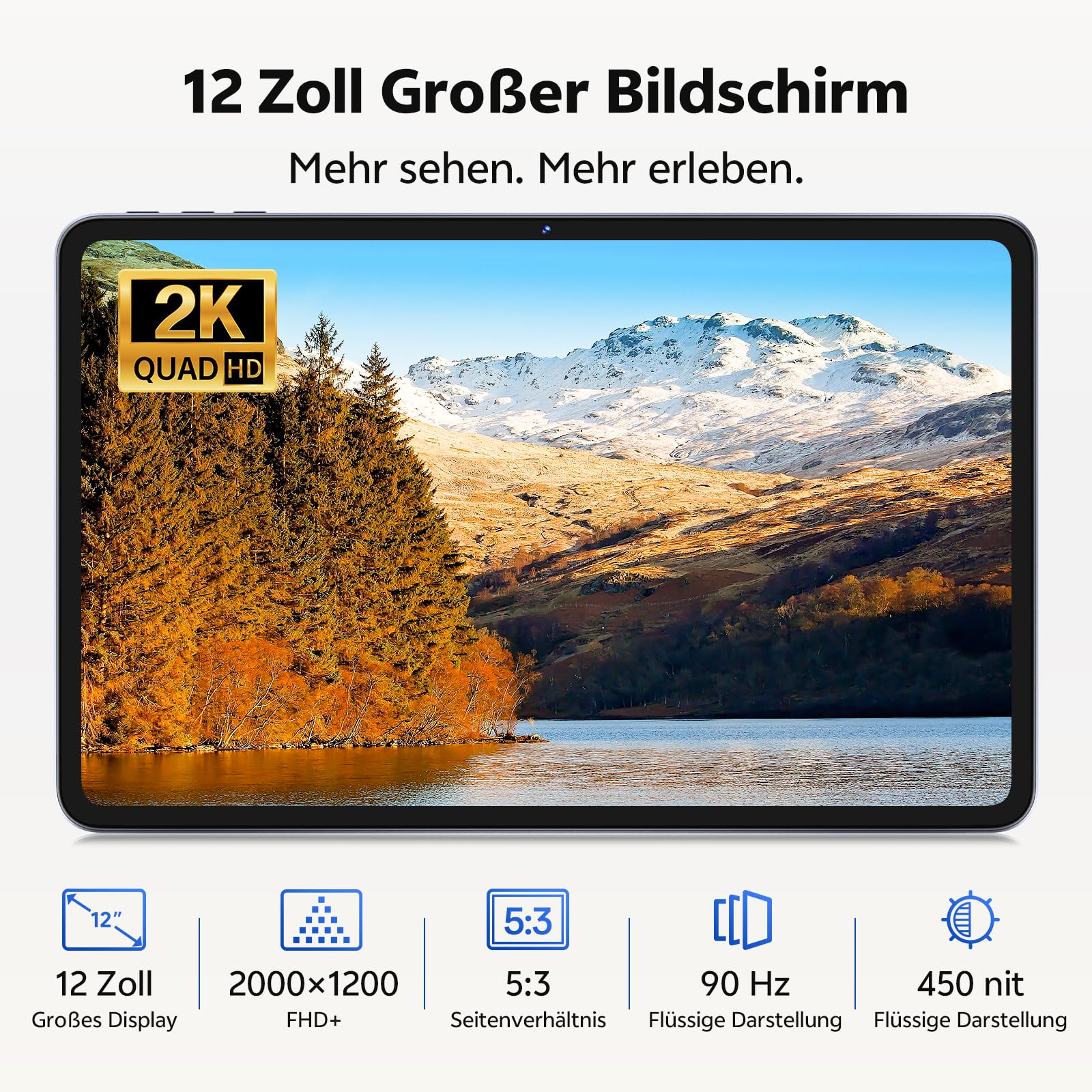SVITOO Tablet Android 12 Pulgadas, 40 GB RAM, 128 GB ROM, GPS Integrado | Tablet con Procesador Unisoc T7280 Octa-Core 2,2 GHz, 8 GB RAM Física, Gemini AI, IPS 2K 90 Hz, 8000 mAh, Carga PD 20 W