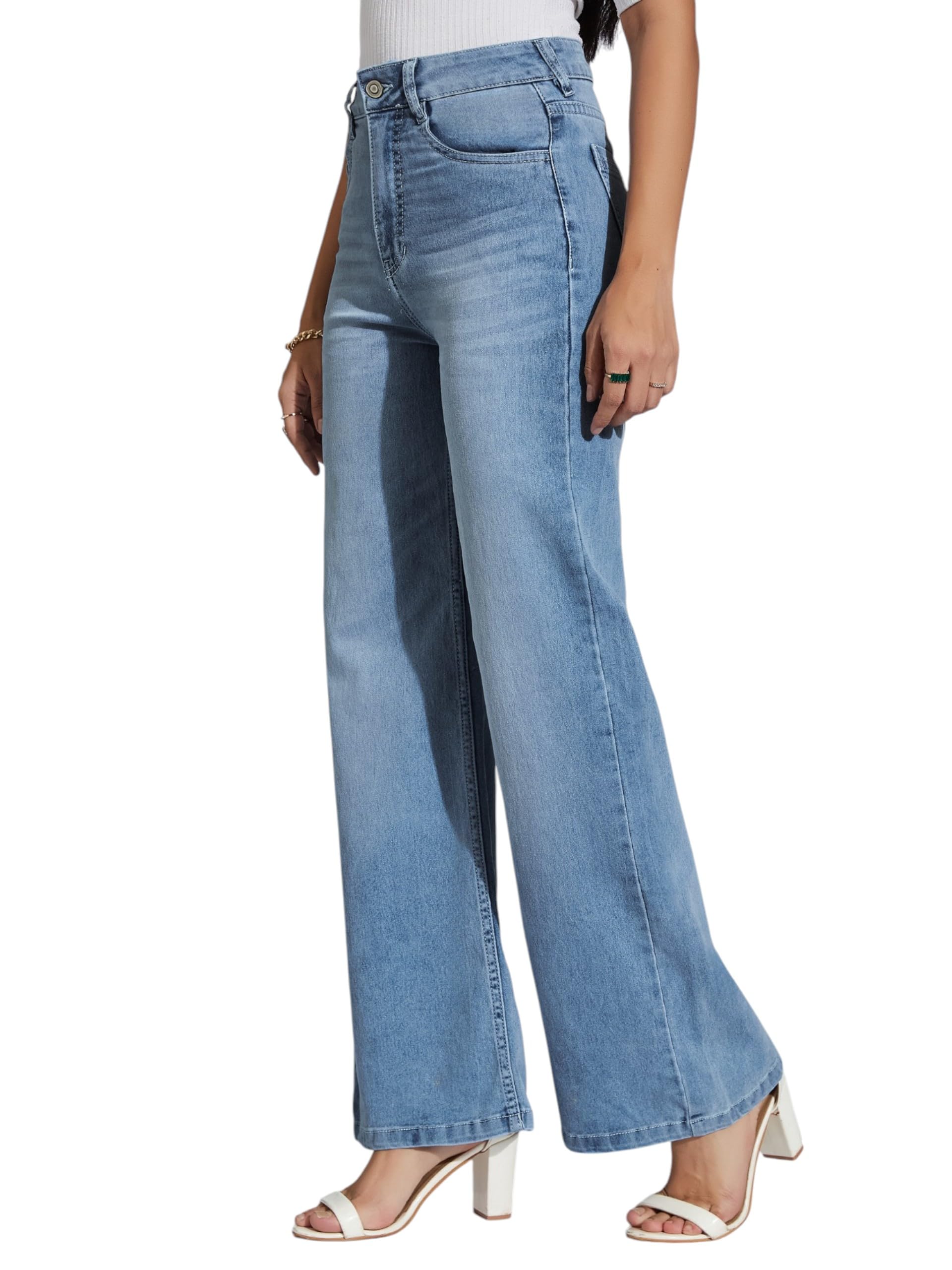 miss chase Women's Wide-Leg High-Rise Regular-Length Stretchable Shaping Denim Jeans-picture-33