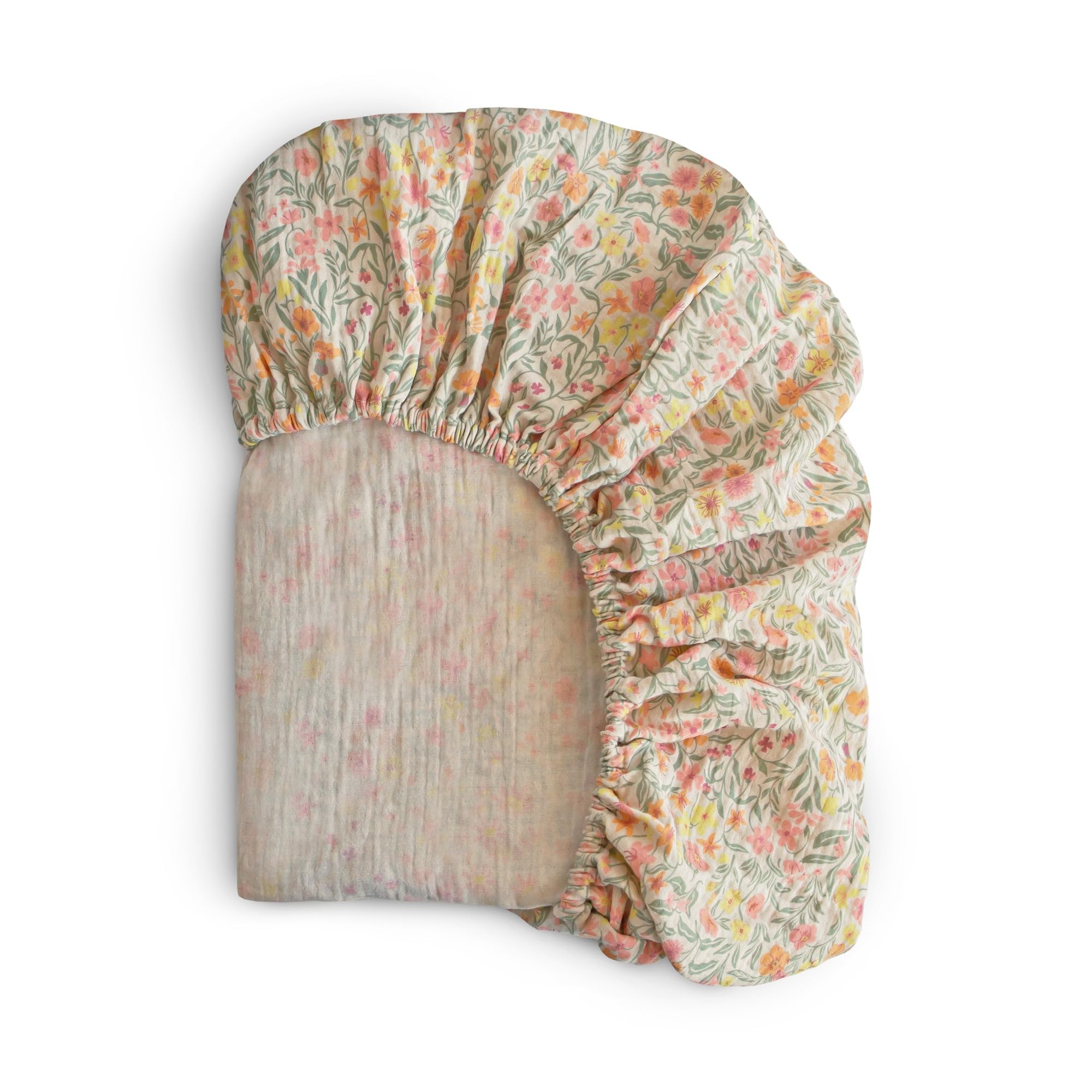 mushie Extra Soft Muslin Fitted Mini Crib Sheet | 24"x 38" (Pastel Blooms)