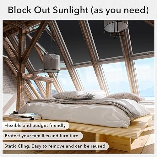 Miniatura 4 de VSUDO 1 rollo de película opaca estática de 17.7 x 78.7 pulgadas para privacidad, tinte de ventana con patrón negro esmerilado para el hogar,