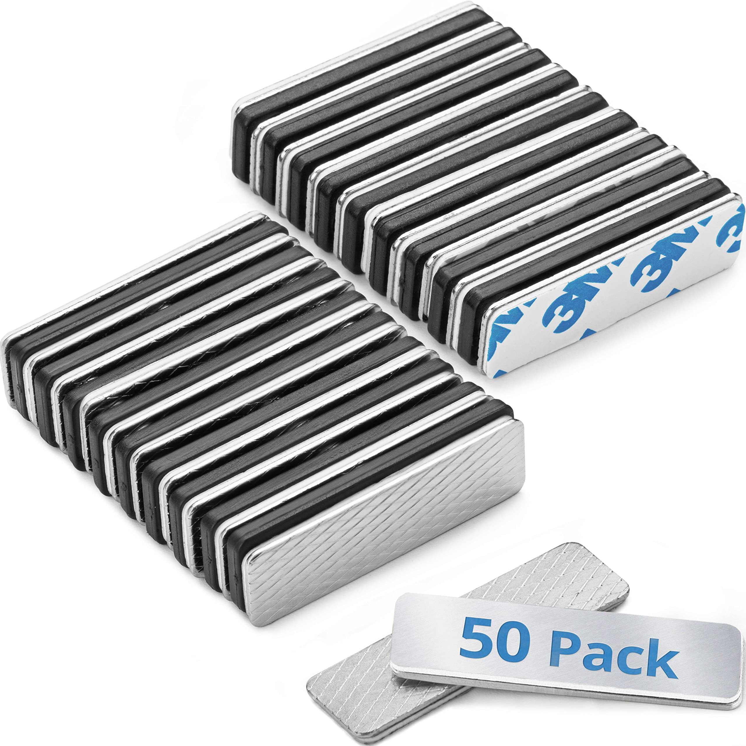 EcoEarth Adhesive Two-Piece Design Name Tag Magnets (50 Badge Holder Magnets, 1.75 x 0.5 inches), Name Tag Magnet Backs w/ 3 Extra-Strong Neodymium for ID Badge Holders