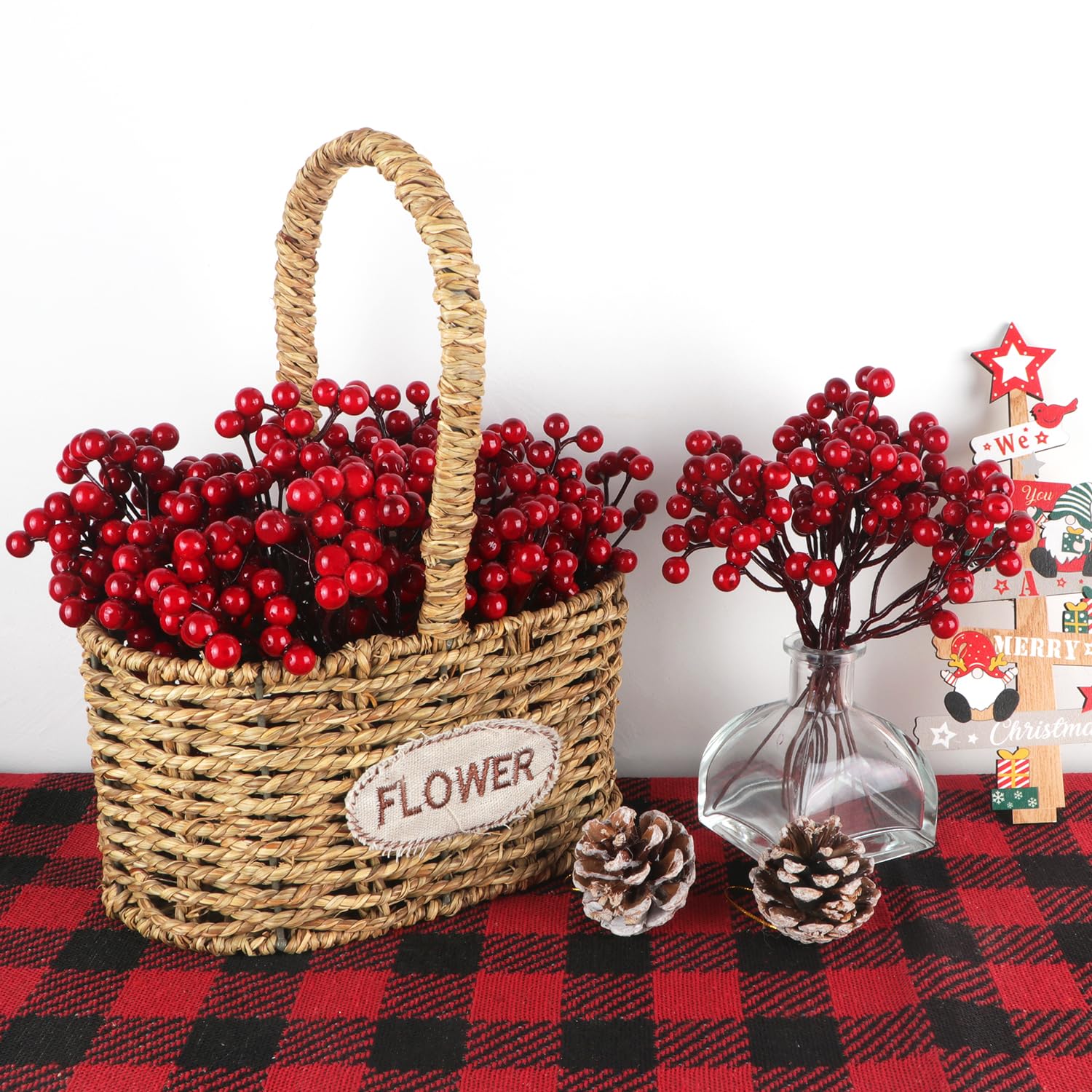 Bacche Artificiali Natalizie - 20 Pezzi Con Stelo 18cm Per Decorazioni Albero E Casa - Colore Nero