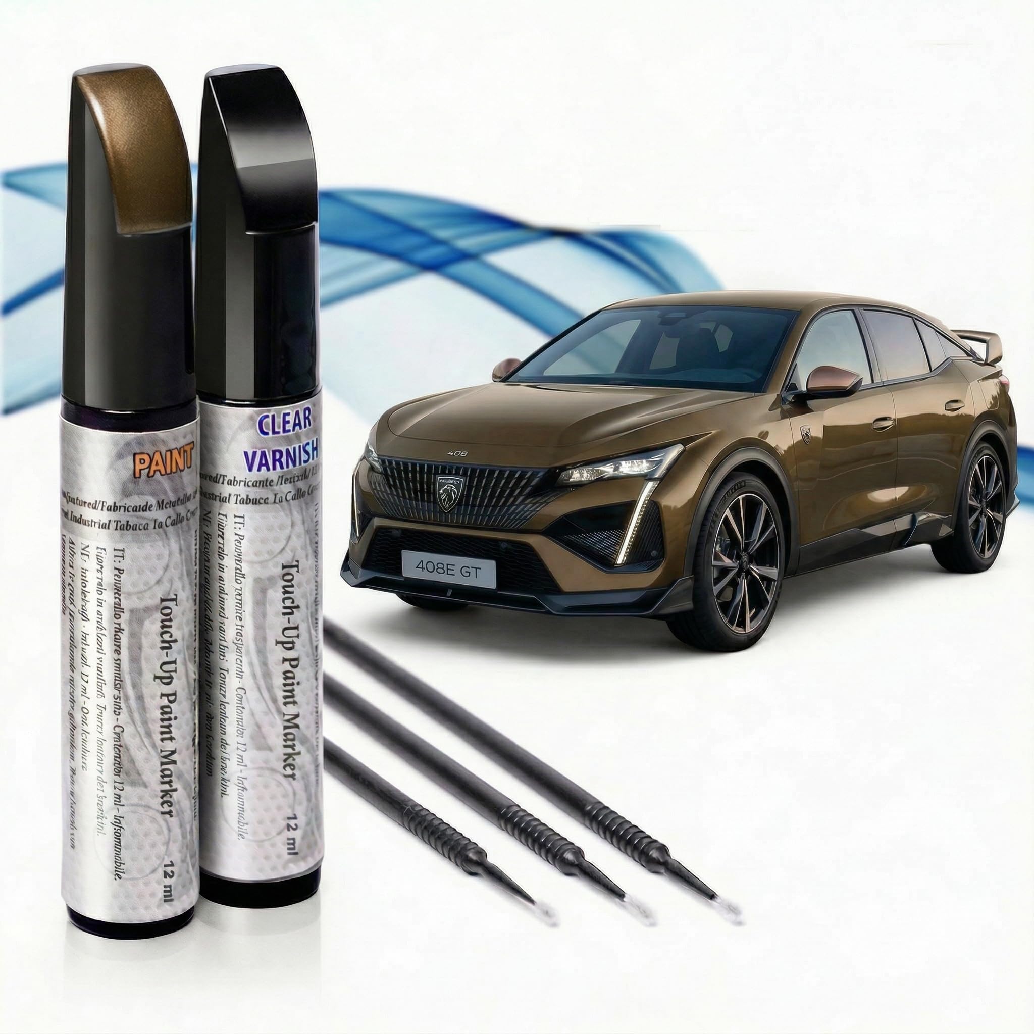 Reparador de Arañazos para Coche, Lápiz de Retoque para Automóvil, Bolígrafo Reparaarañazos, Rotulador de Reparación, 2 Piezas de Pintura de Retoque Peugeot con Base + Laca. (EVL GRIS PLATINIUM) — view 8
