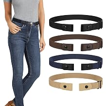 WERFORU 4 Pack No Buckle Invisible Stretch Belt Buckle-Free Elastic Belt for Women and Men Metal Free No Nickle/Metal