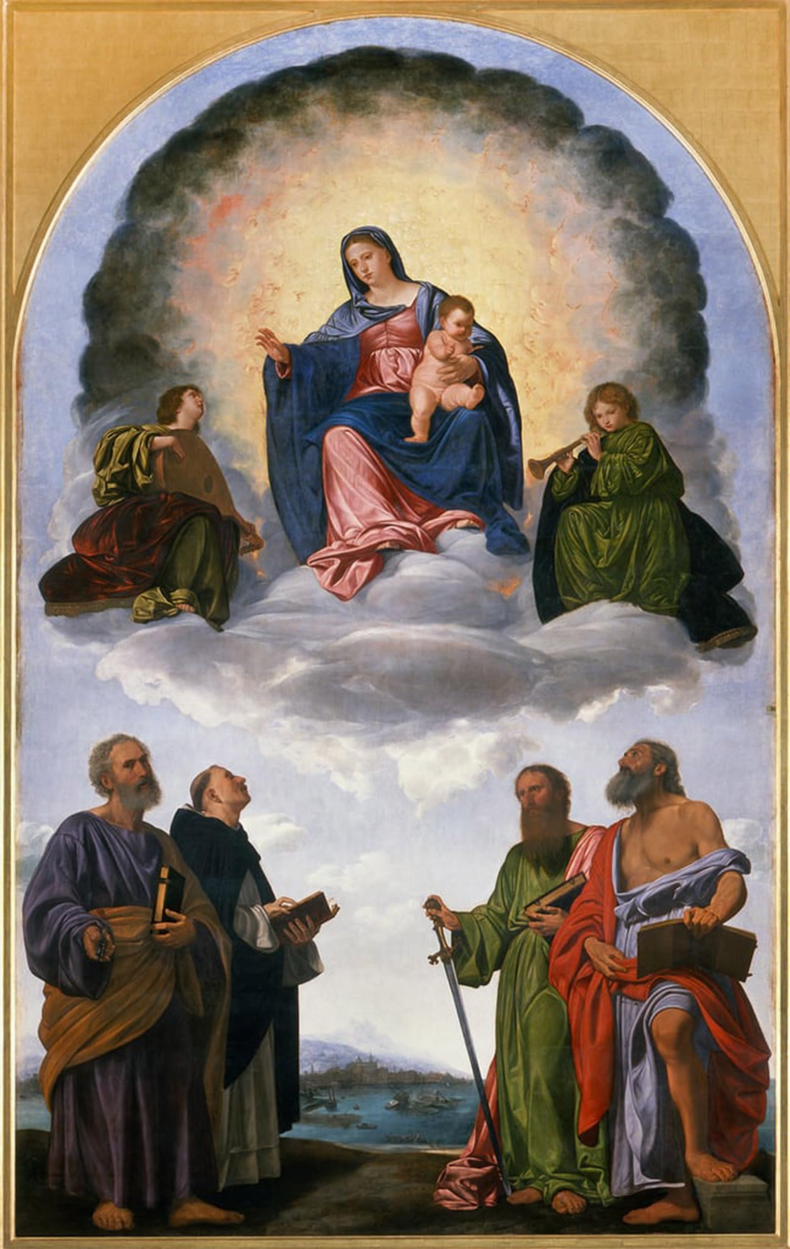ARTXLXXBN Famous Painting Art Wall Decor Abstract Art Picture Lady in Glory with the Christ Child Two Angels Musicians by Girolamo Savoldo Animal Pictures for Home Decor 60x90cm