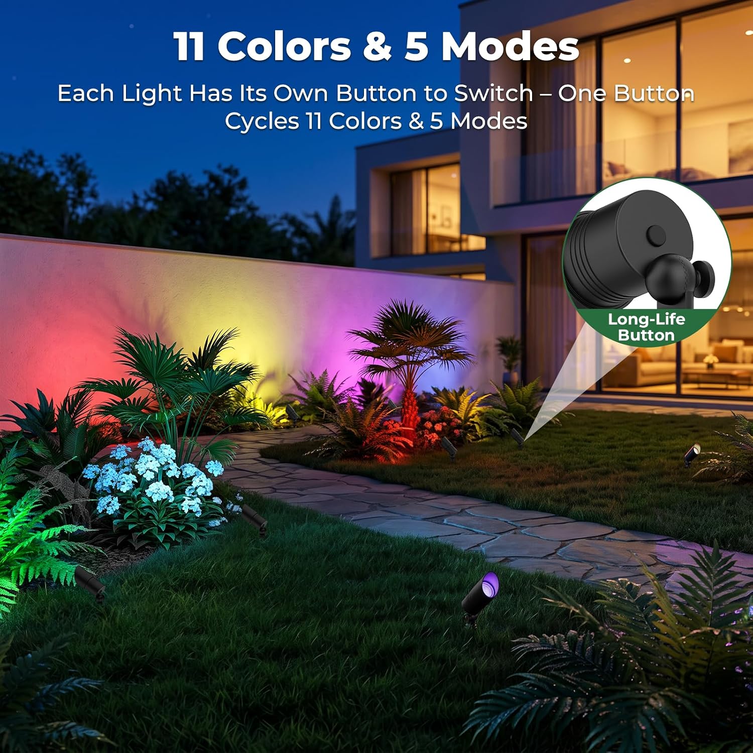  RGBCW Low Voltage Landscape Lighting, Outdoor Spotlights 8 Pack thumbnail