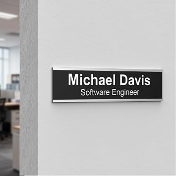 Personalized Wall Mount Name Plate, Custom Engraved Office or Door Nameplate, 2x8 Inch, Custom Name & Title, for Office Door or Home