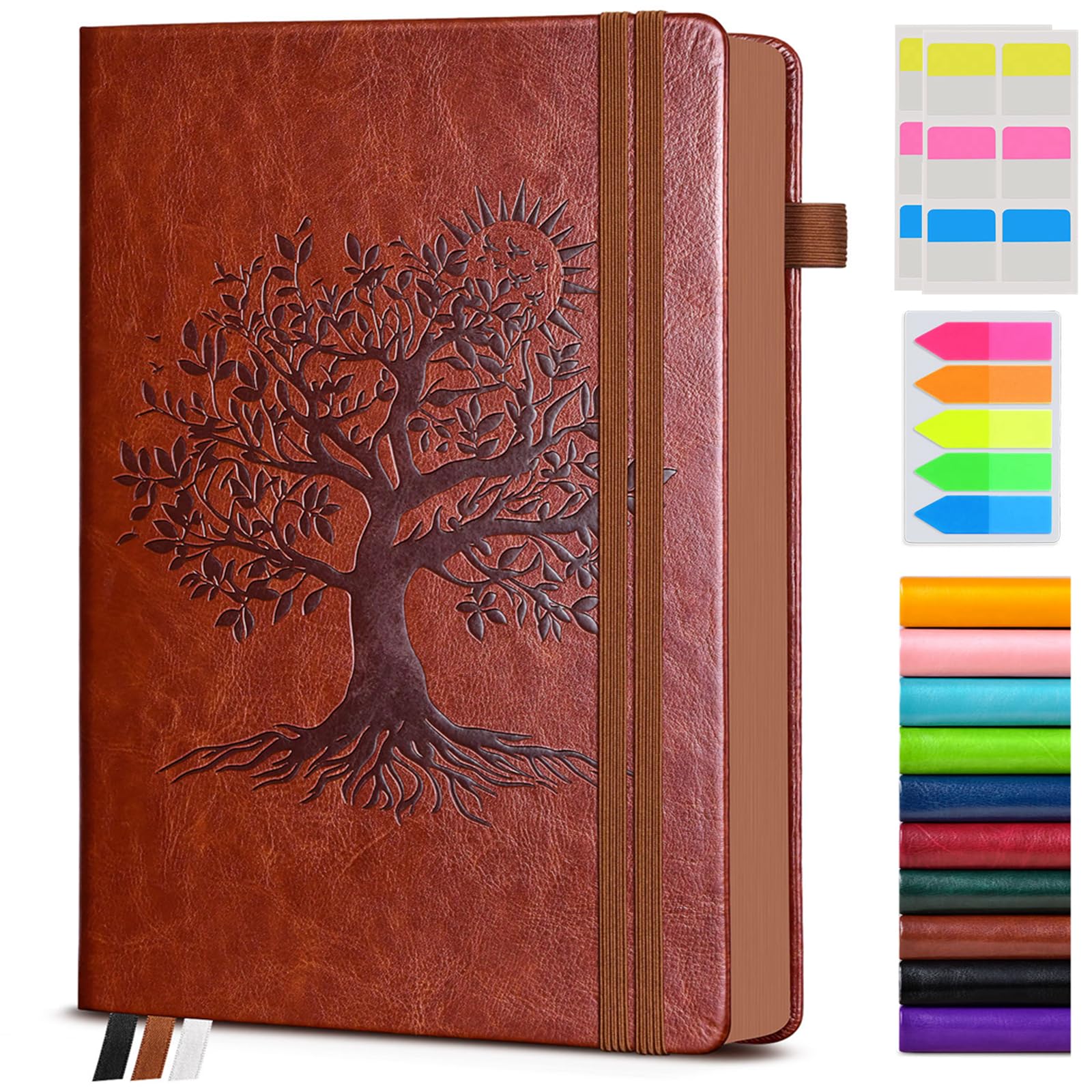 PAIBAS Lined Journal Notebook with 300 Page Numbered Pages, Vintage Leather