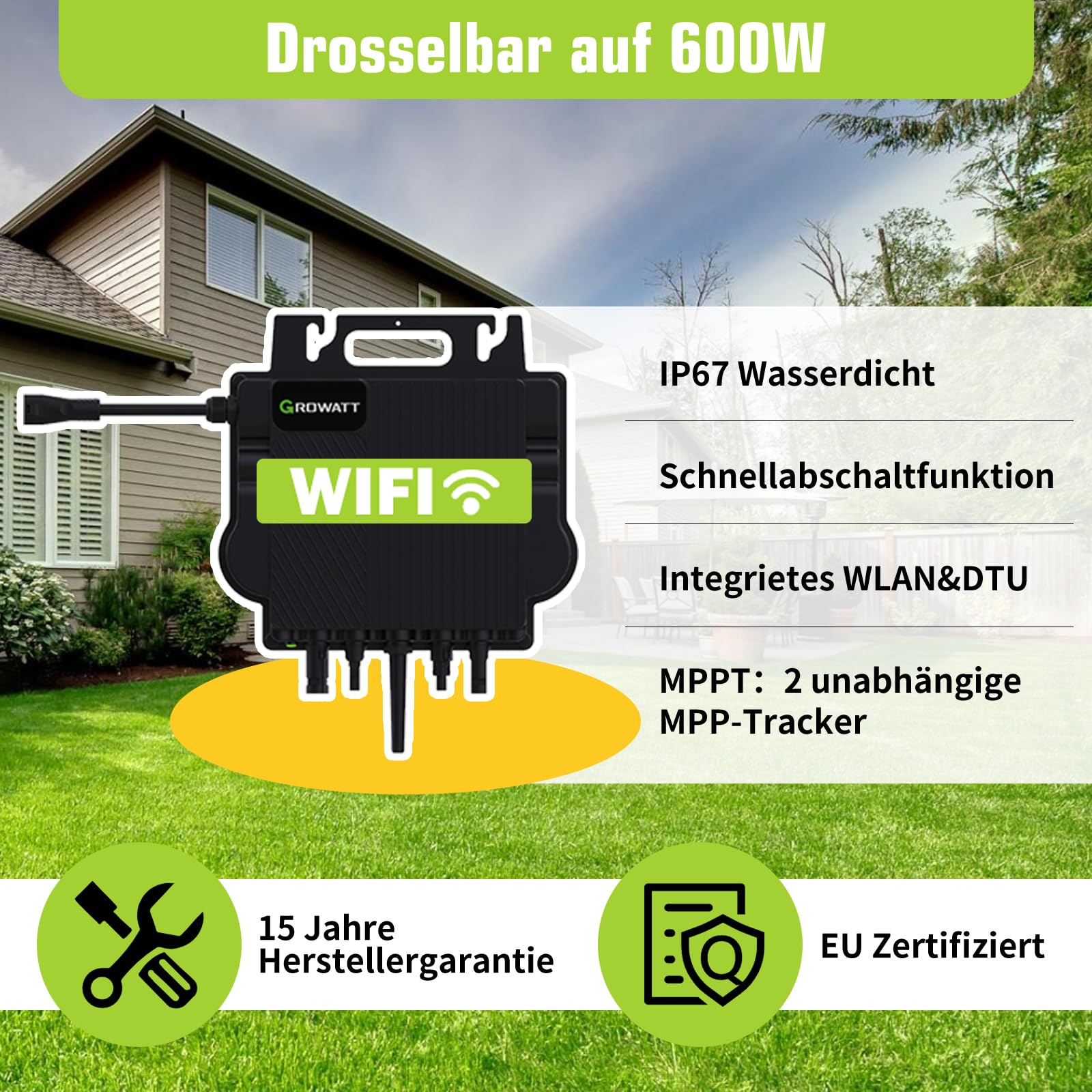 Growatt NEO 800M-X Growatt Mikrowechselrichter Modulinverter 800W WiFi integriert