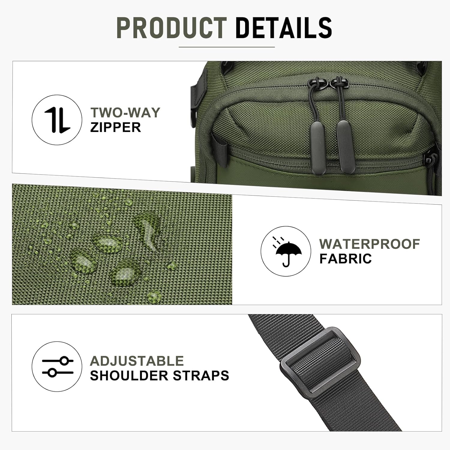 Sling Bag for Men, Travel Crossbody Bag for Men, Small Sling Backpack Shoulder Bag, High-Density Oxford Chest Pack for Hiking