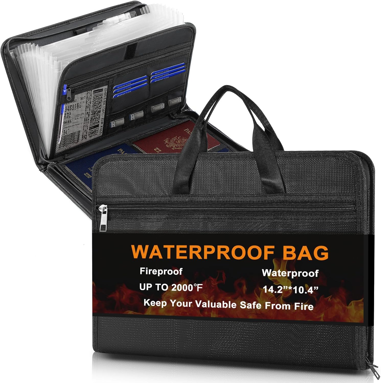 TaoBary Boat Document Organizer with 13 Pockets, Large Waterproof Document Holder, Fireproof Expanding File Folder, Water Resistant Boat Registration Holder Gift for, Shipper, Keep Safe, Organized
