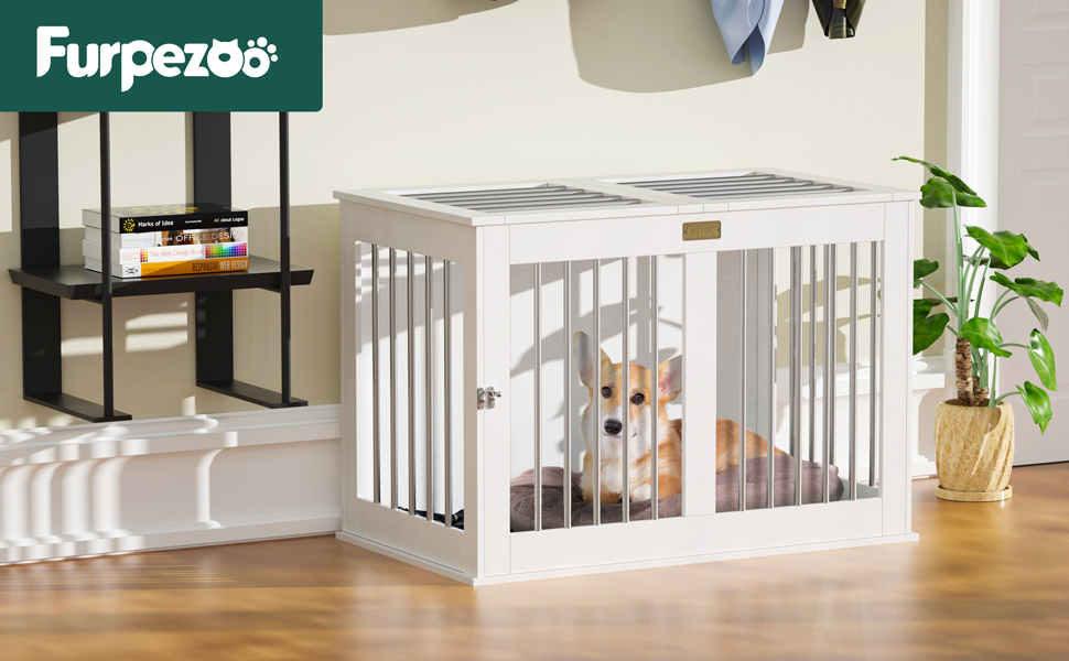Furniture Style Dog Crate, Wooden Dog Crates Indoor Use, Double Doors Wooden Dog Kennels, Chew-Proof, Easy to Assemble… - Image 8