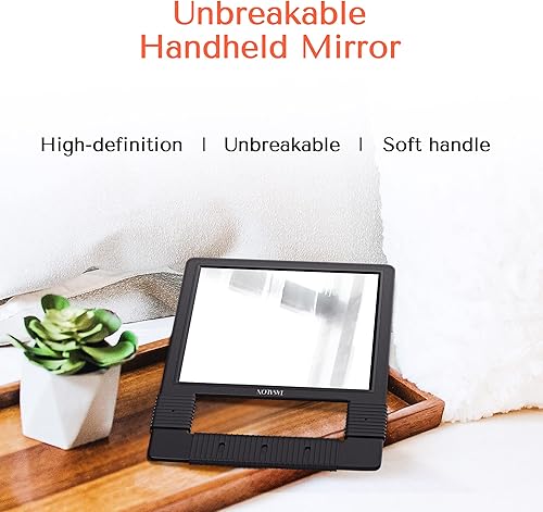 Miniatura 7 de TASALON Espejos de mano con mango – Espejo de mano irrompible – Espejo de mano irrompible con mango de silicona para espejo de barbero, espejo de