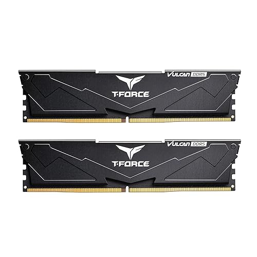 TEAMGROUP T-Force Vulcan DDR5 32GB (2x16GB) 6000MHz (PC5-48000) CL30 Intel XMP 3.0 & AMD Expo Compatible Desktop Memory Ram Black FLBD532G6000HC30DC01 - 32GB(2x16GB) - DDR5 6000MHz 30-36-36-76 - Black