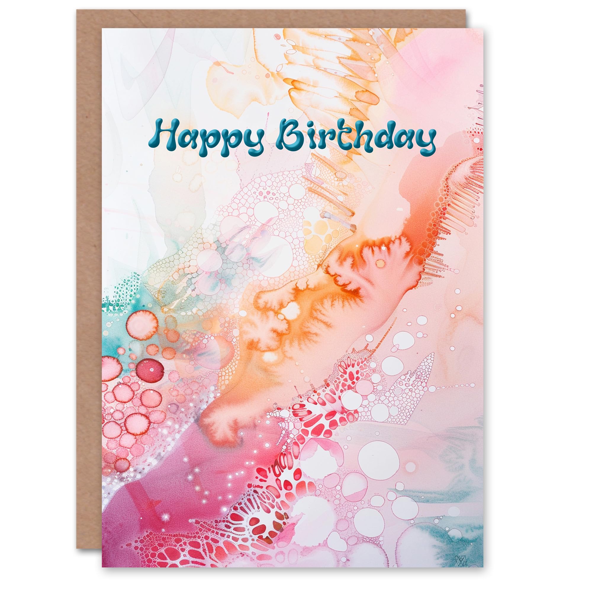Artery8 Abstract Pattern Folk Art Soft Pastel Watercolour For Her Woman Birthday Card
