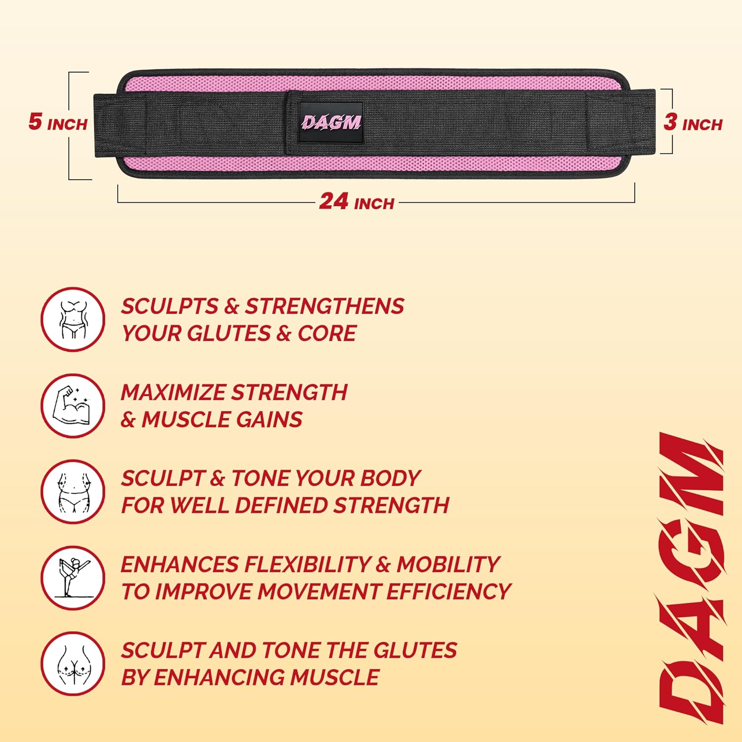 DAGM Hip Thrust Belt for Dumbbells heavy, Secure Glute Trainer with Non-Slip Extra Padding That Protects Your Hips - Ideal for Gym & Home Workouts - Use with Heavy Duty Kettlebells, Dumbbells, & Plates Hold up to 500 lbs - Image 5