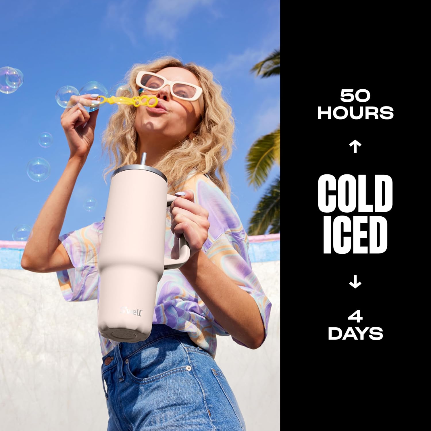 S'well Recycled Stainless Steel Tumbler XL with Straw and Handle, 40oz, Himalayan Salt, Triple Layered Vacuum Insulated Containers Keeps Drinks Cold for 50 hours and Hot for 10 - Image 2