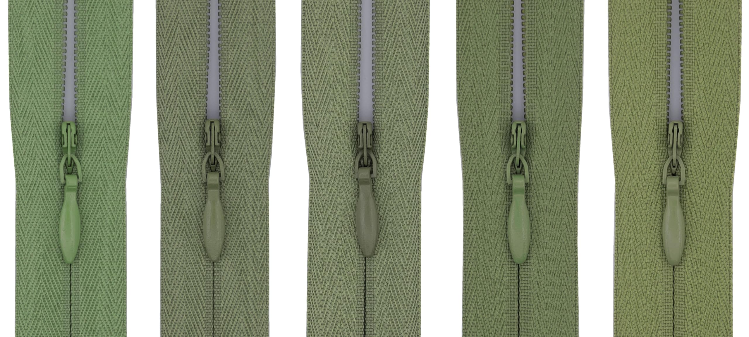 #3 Invisible Zips, 5 Pack, 9 Inch, Sage & Olive Green