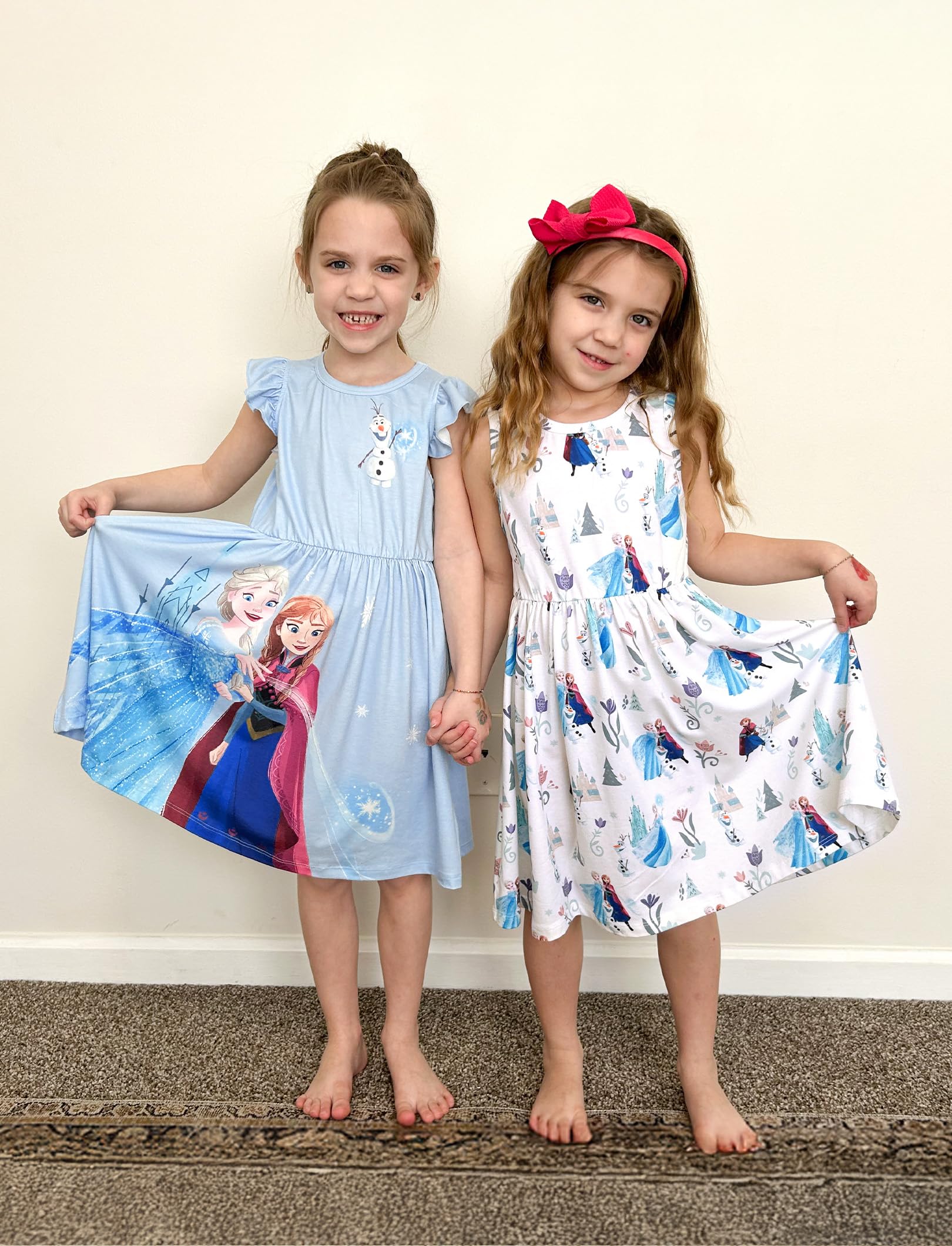 Disney 2 Stück ärmellose Kleider für Mädchen, mit Rüschen, Elsa, Prinzessin, Mimmi Maus, 2 bis 13 Jahre