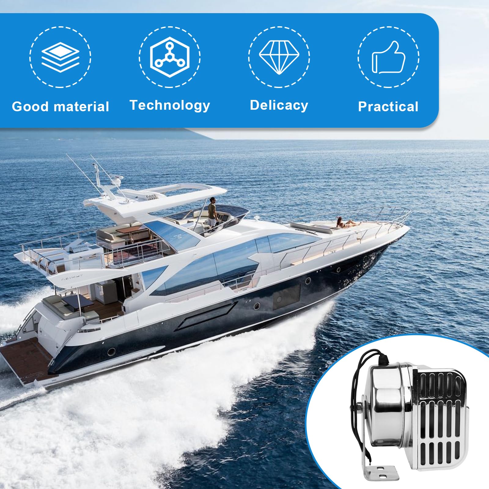 12V Marine Hupe: Edelstahl Wasserdicht Signalhorn, Schiffshorn Hochton, Boot Lautsprecher, Für Schiffe Boote Yachten Rv