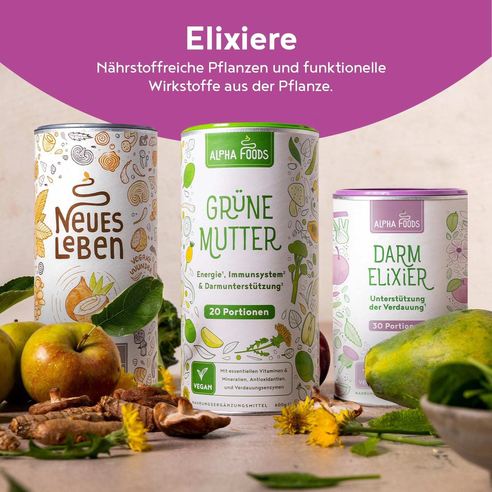 Darm-Elixier 2.0 | 450g Daily Gut Pulver | Darmkur mit Ballaststoffe & zur Unterstützung der Darmflora Aufbau | 750 Mrd KBE, Flohsamenschalen & Inulin zur Darmgesundheit | Ohne Aromen | Alpha Foods