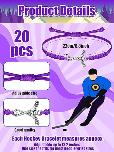Vista 16 de Jadive 20 pulseras de hockey sobre césped ajustables con cuerda para regalo para amigos, jugadores, equipos entrenadores