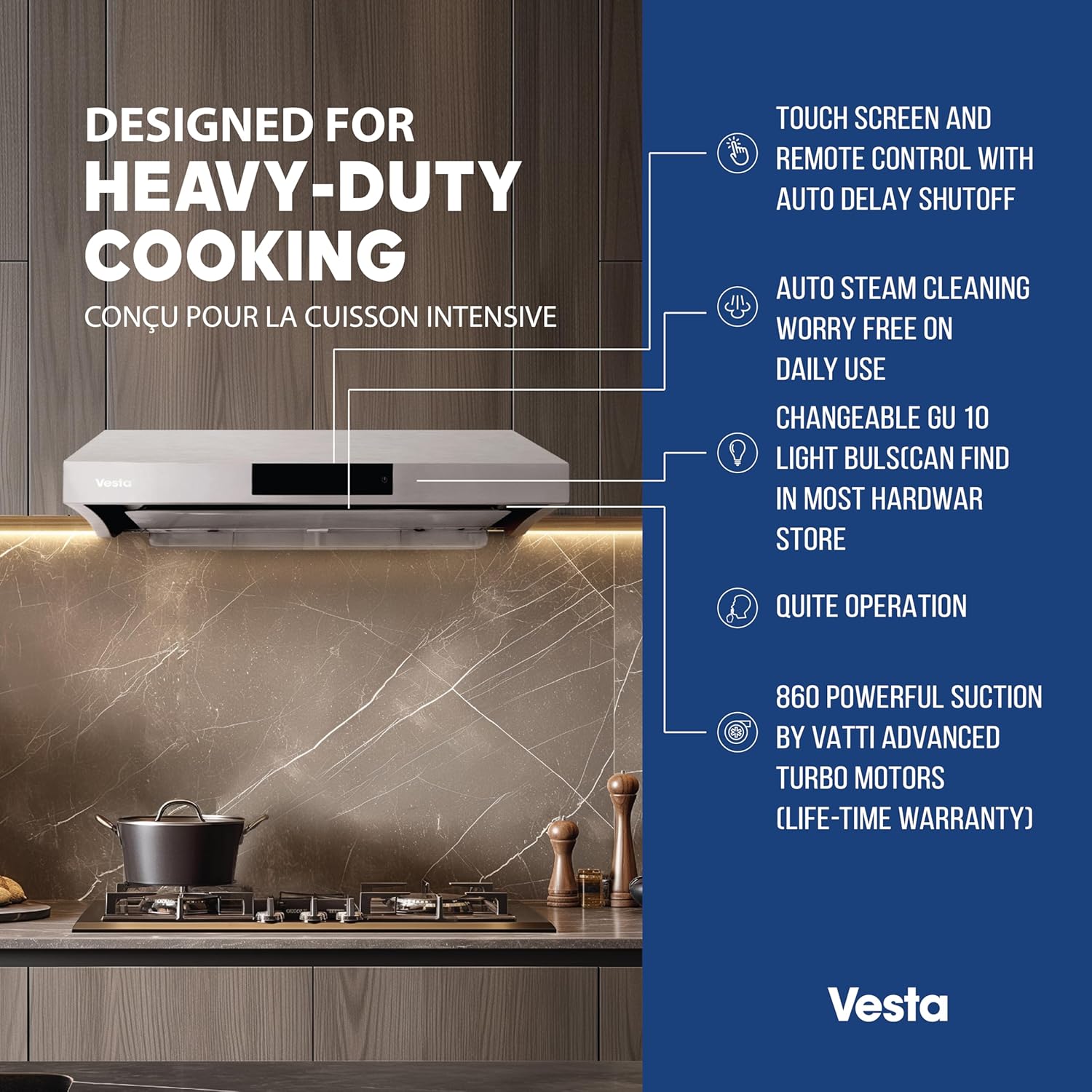 Vesta Range Hood touch control panel