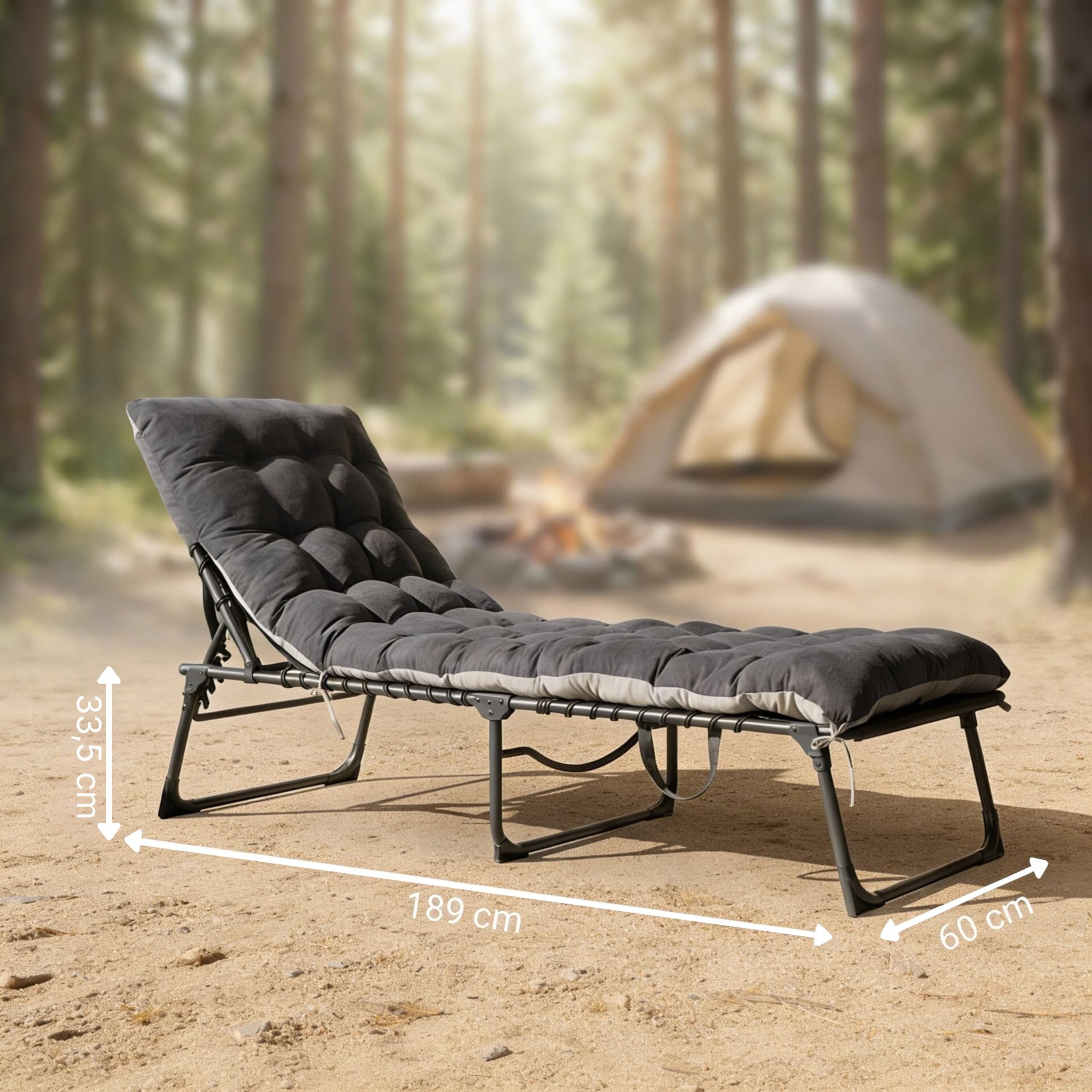 novaterra® Sonnenliege Klappbar – Stabiles XXL Campingbett mit Aluminiumgestell – Klappbett Camping & Outdoor Feldbett – Komfortables Camping Bett/Camping Liege für Reisen & Gäste