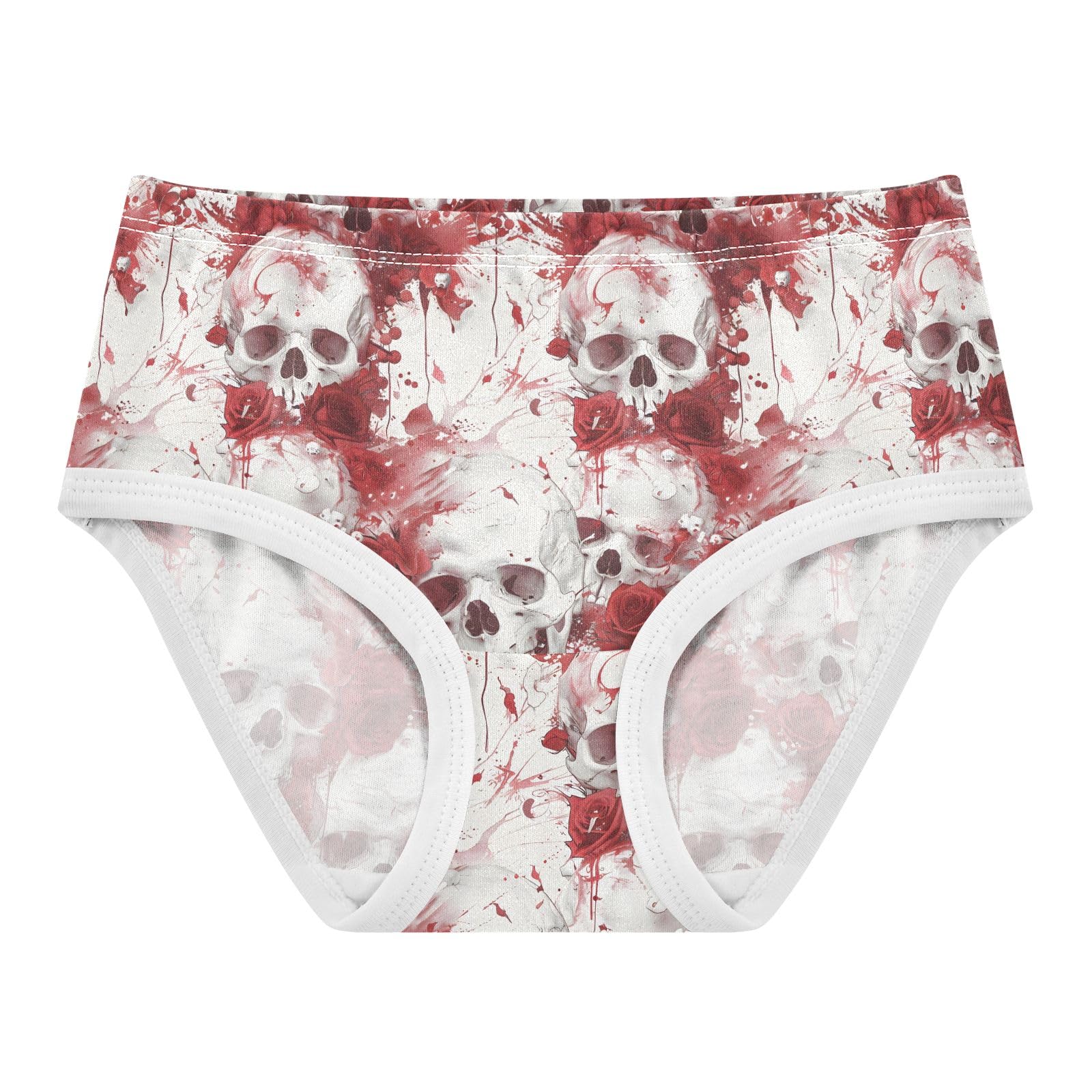 ALAZA Toddler Girls Cotton Hipster Underwear Soft Skeleton Rose Scarlet 2 Pack 2T