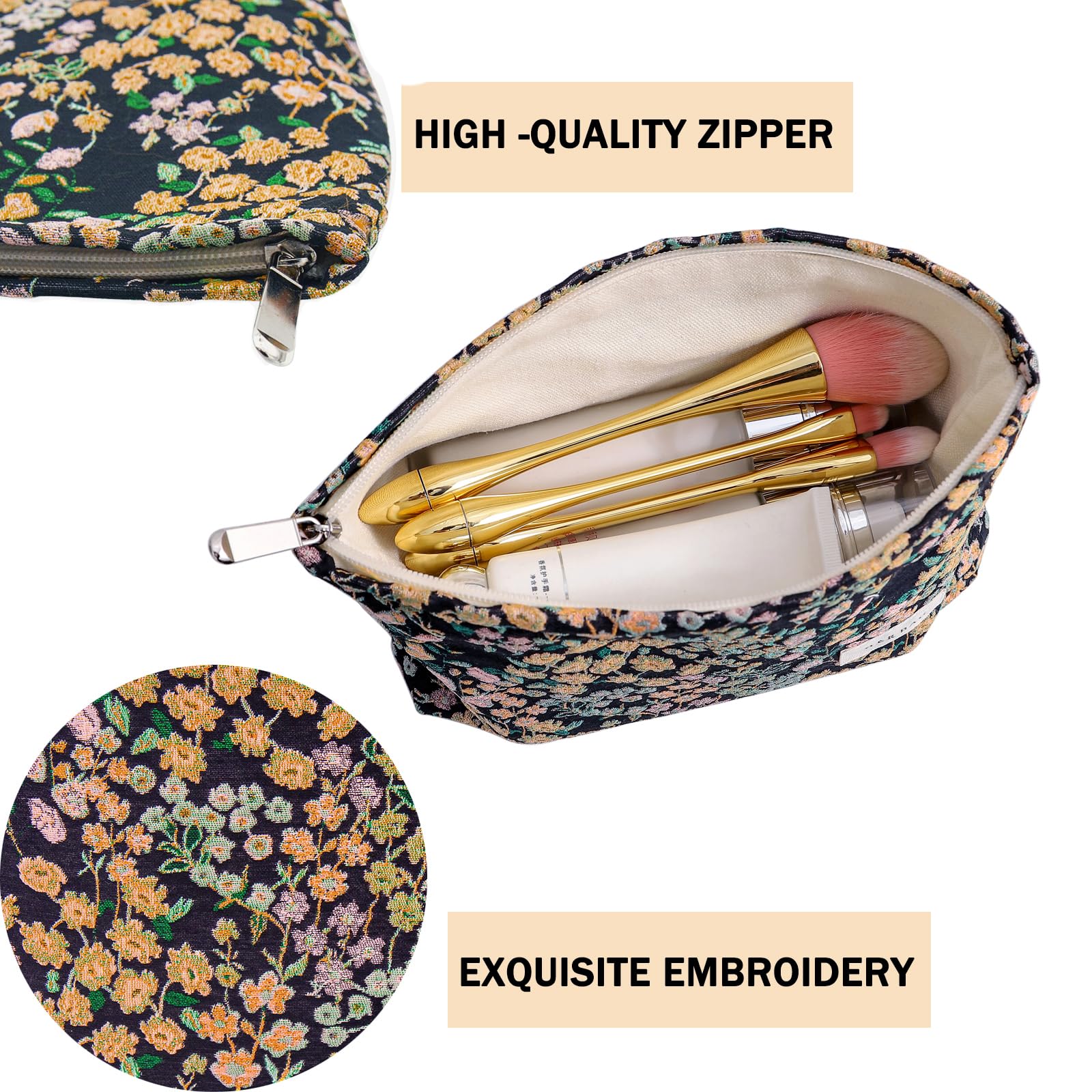 ONEGenug Makeup Bag, Set 2 Cosmetic Bags, Portable Pencil Case Makeup Pouch Travel Essentials Toiletry Bags for Women Girls - Image 3