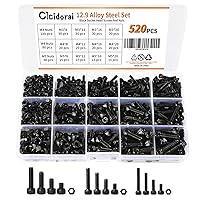 Vista 10 de Kit surtido de 520 piezas de acero de aleación M3 M4 M5 de grado 10.9, pernos, tornillos y tuercas con cabeza hexagonal y botón, juego completo