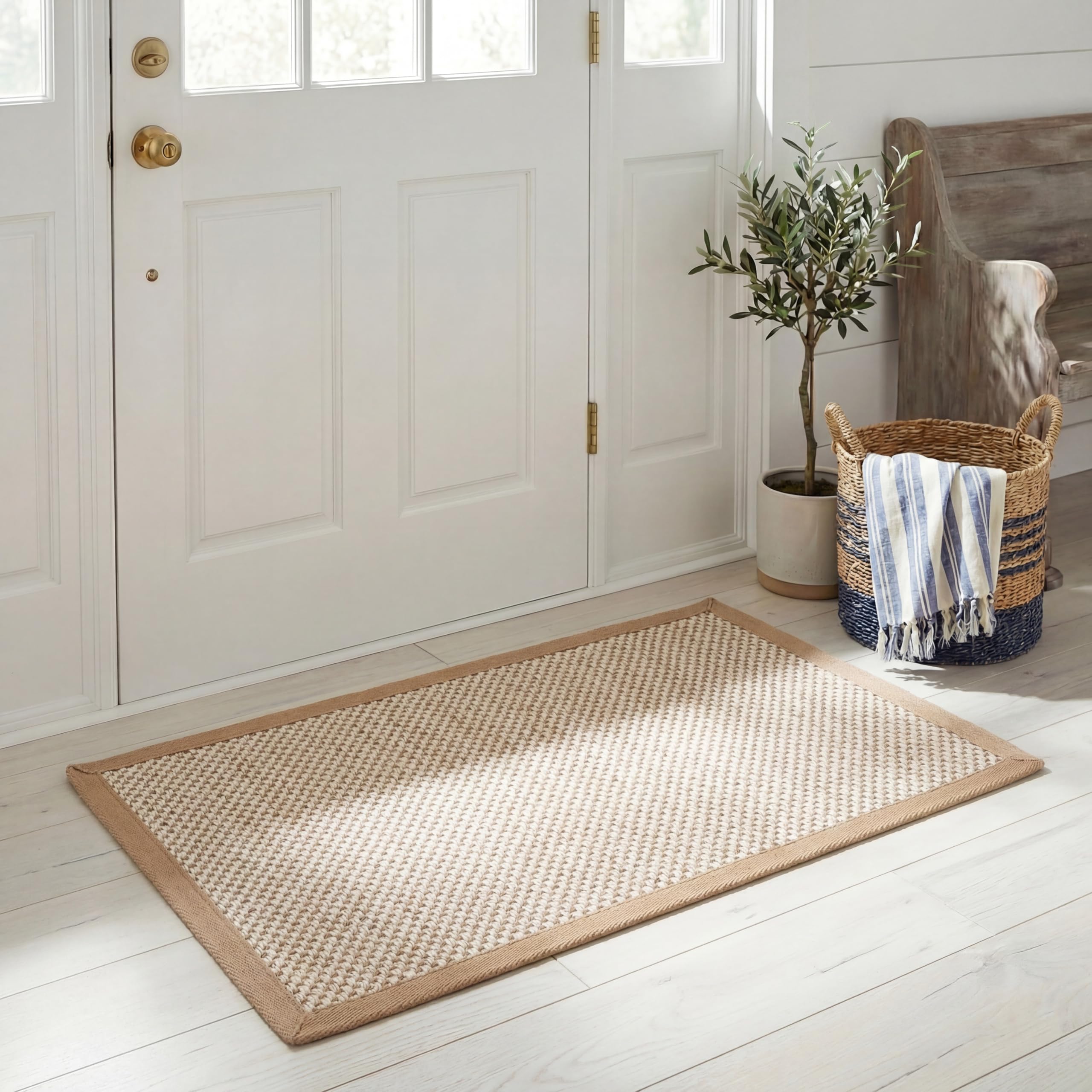 Safavieh Natural Fiber Rug for Living Room, Dining Room, Bedroom - Natural Fiber Collection, Short Pile, in Natural, 61 X 91 cm