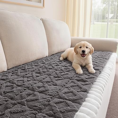 Miniatura 10 de Funda de sofá para perros, fundas de sofá lavables antideslizantes para sofá de 2 cojines, protector de sofá mullido y tapete de cama para mascotas