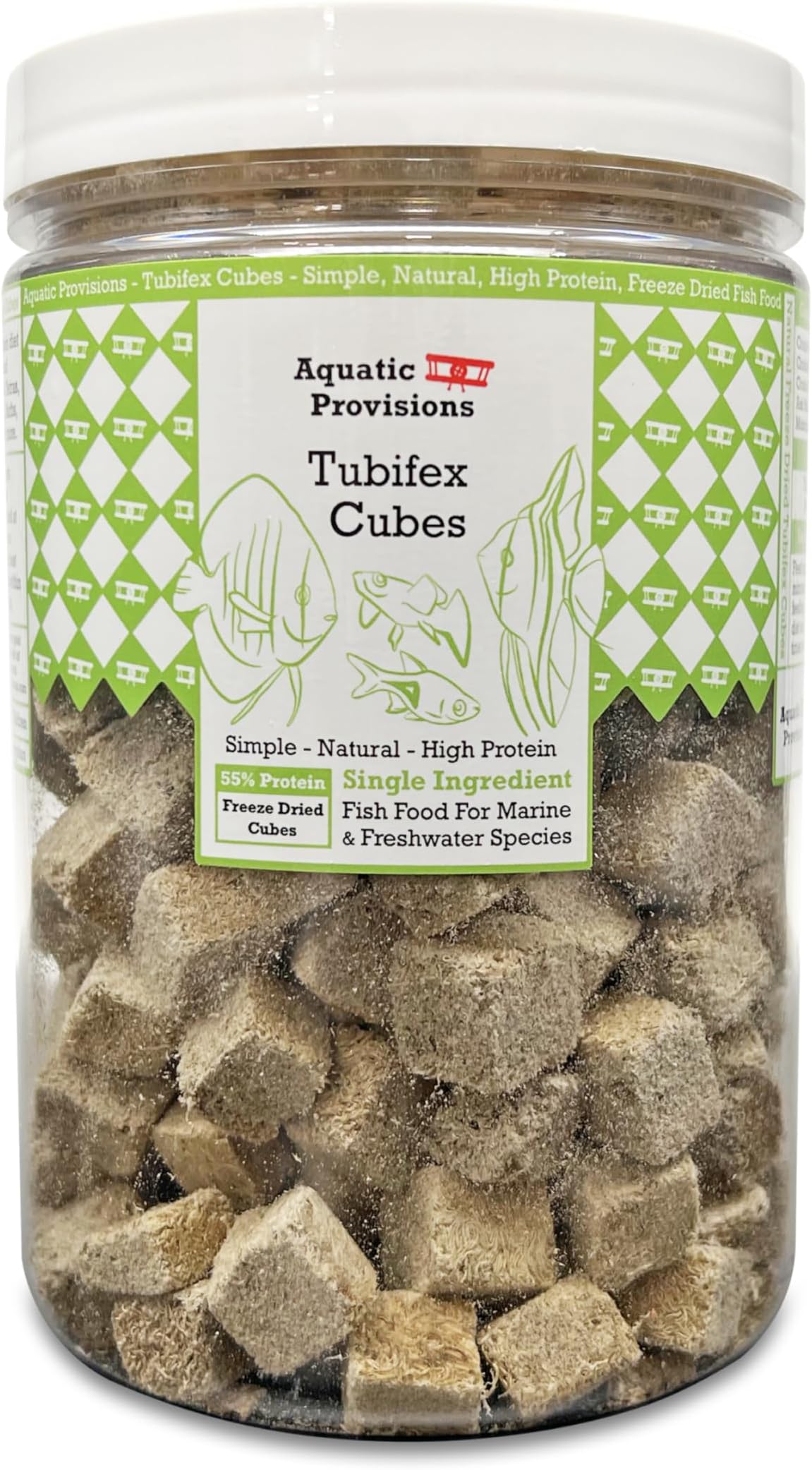 Freeze Dried Tubifex Cubes 3 oz, Fish Food for Freshwater