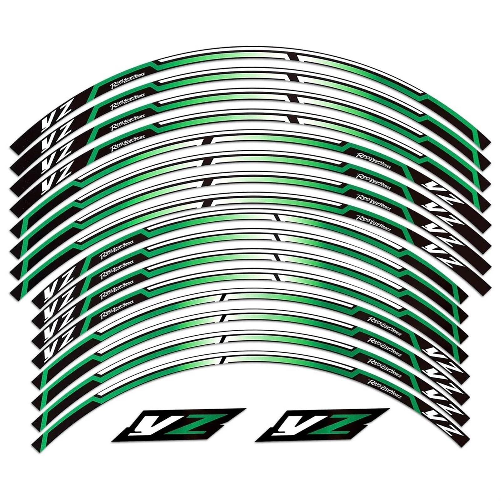 Motorcycle Reflective Rim Sticker Wheel Decals Set Modification Stripe for Yamaha YZ 125 250 250F 450F Spare Parts(Green)
