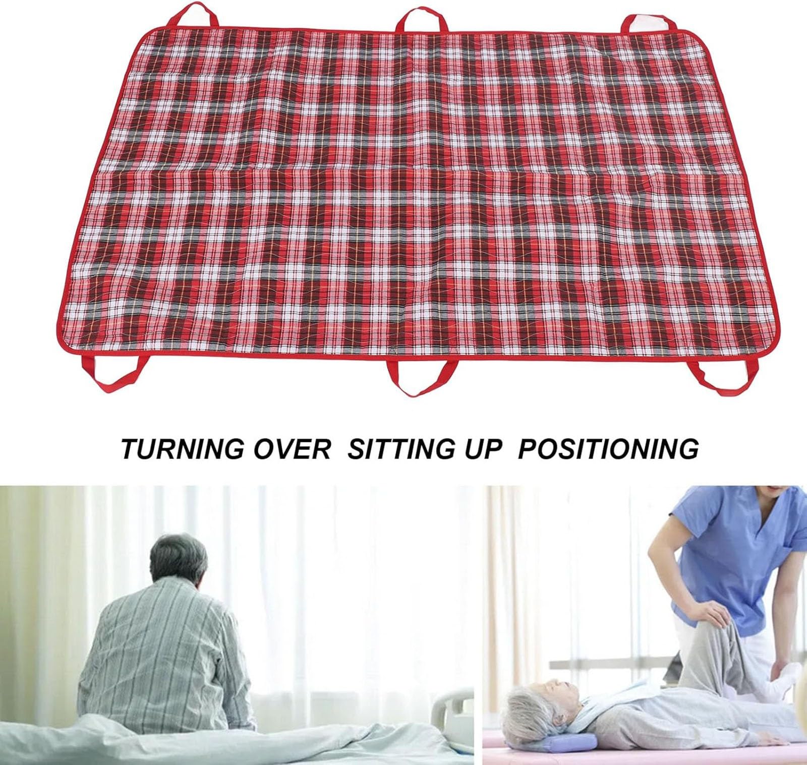 Almohadilla de cama de posicionamiento con asas, colchón reutilizable para incontinencia, sábana de transferencia para volteo, elevación y reposicionamiento para atención domiciliaria(Pink,90*120cm)