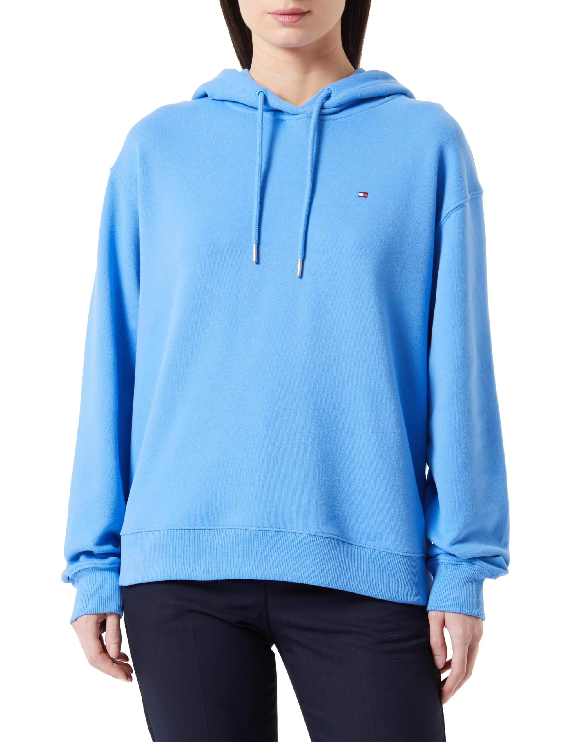 Tommy Hilfiger Women's REG FLAG ON CHEST HOODIE Blue Spell S