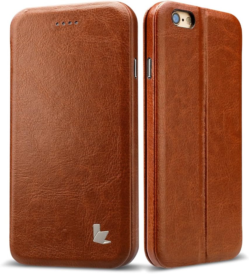 Jisoncase iPhone 6s Plus Vintage Leather Stand Case Magnetic Flip Phone Cover for Apple iPhone 6 Plus/ 6s Plus Brown (JS-I6U-04M20)