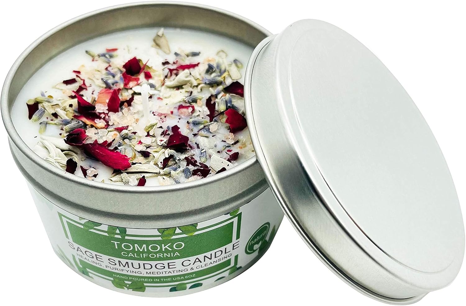 TOMOKO White Sage Scented Candle with Rose, Lavender! Healing, Purifying, Meditating & Cleansing (White Sage, 3 Pack)
