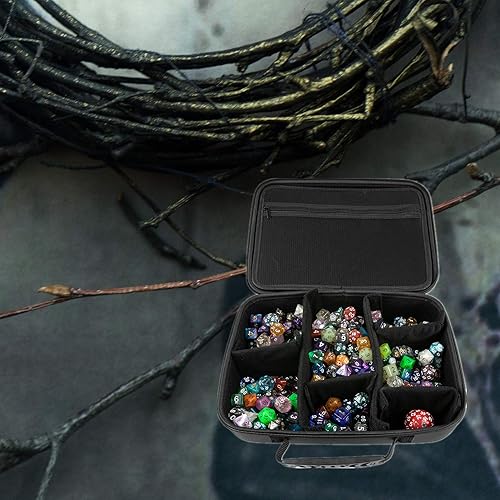Miniatura 6 de Dice Box DND Dice Holder with Adjustable Dividers and Zippered Bags Tabletop RPG Gamer Organizer Case Travel Storage Box Holds up to 200 Polyhedral