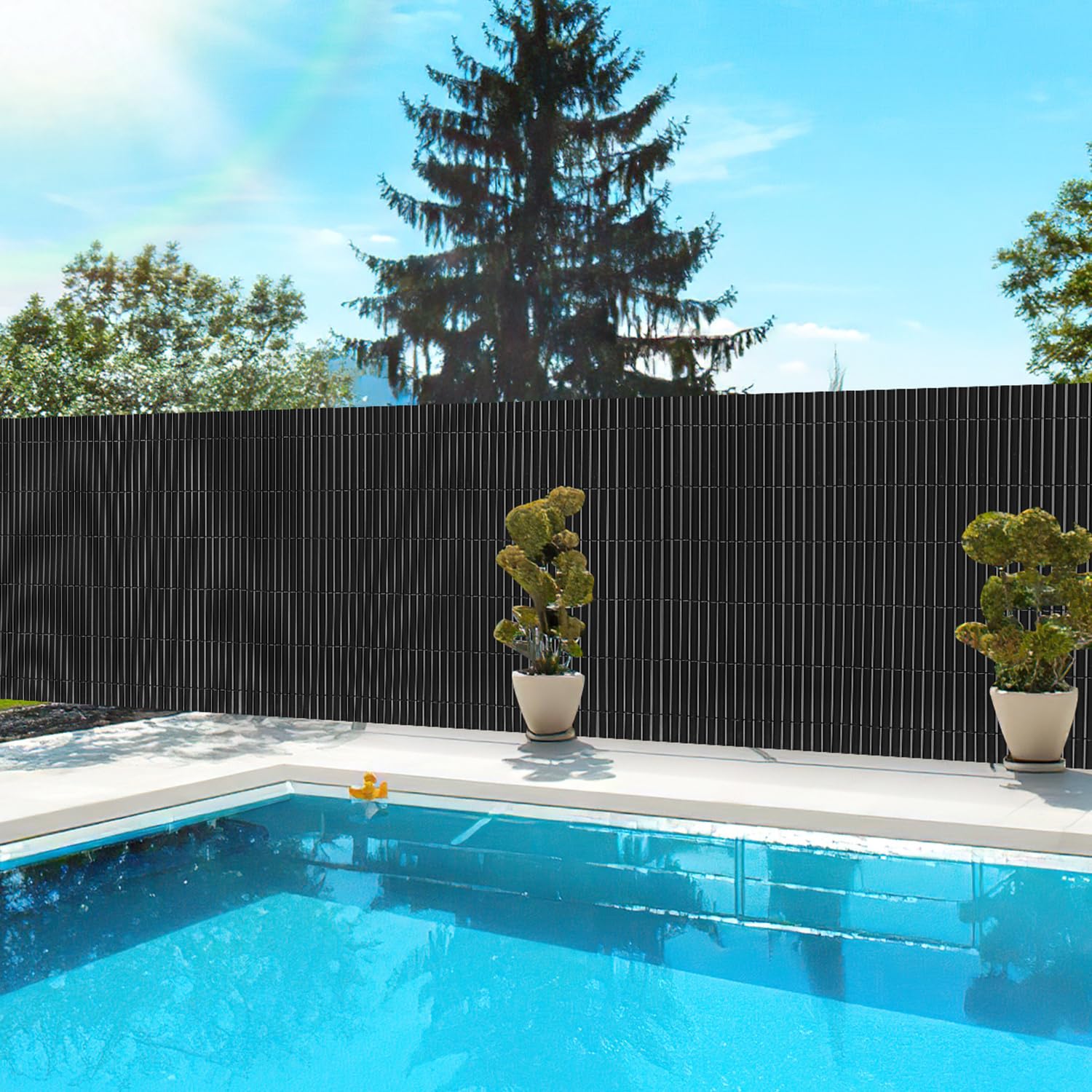 Mata maskująca z PCW, 80 x 500 cm, ogrodzenie prywatności, odporna na warunki atmosferyczne, do ogrodu, na taras, balkon, z opaskami kablowymi, ochrona przed spojrzeniami, z żeberkiem