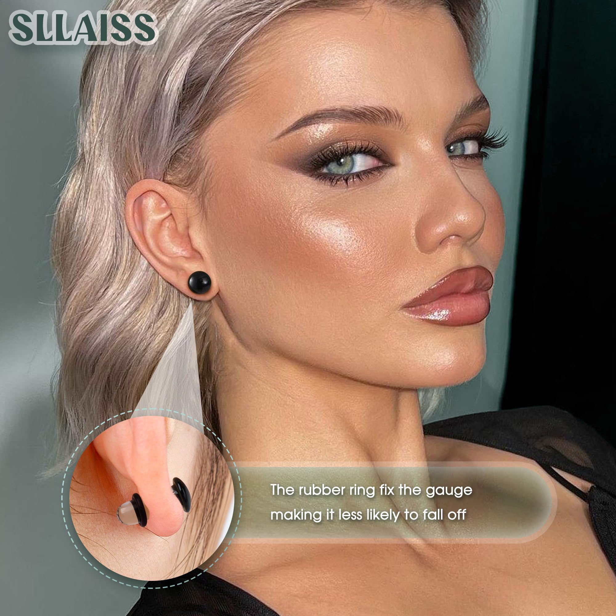 Sllaiss 10/12 Paia Dilatatori Lobo Set 1.6mm-12mm Dilatatore Orecchio Vetro Ear Stretching Kit per Plug Tunnel Piercing Labret Orecchini Piercings Trago Elica Cartilagine Helix pour Donna Uomo