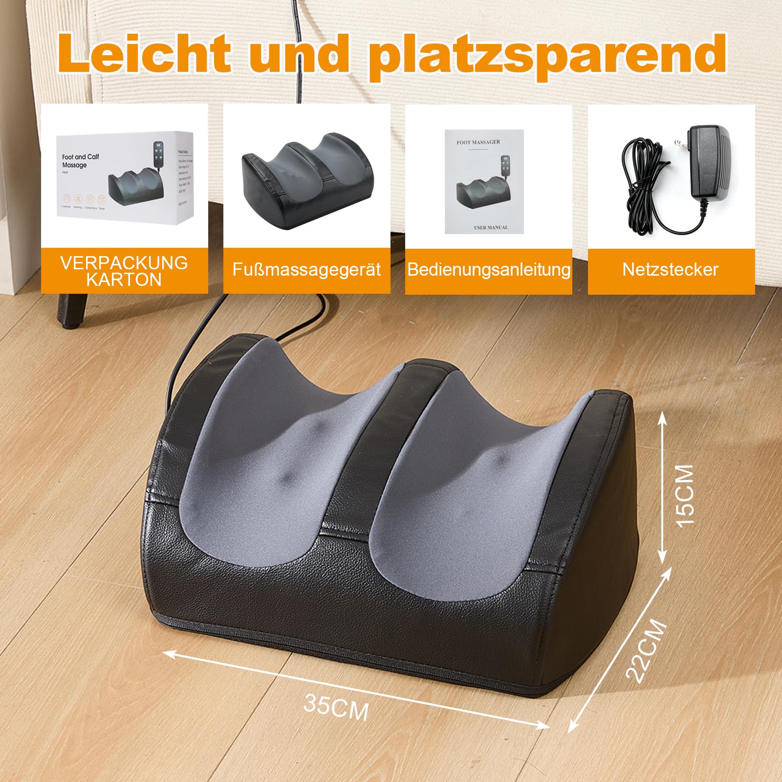 LINGTENG Fußmassagegerät mit Heizfunktion, Akupressur-Massage, zur Entspannung der Fußmuskulatur, Fuß- und Wadenmassagegerät mit Massagerollen, ein Geschenk für Eltern, ältere Menschen und Freunde