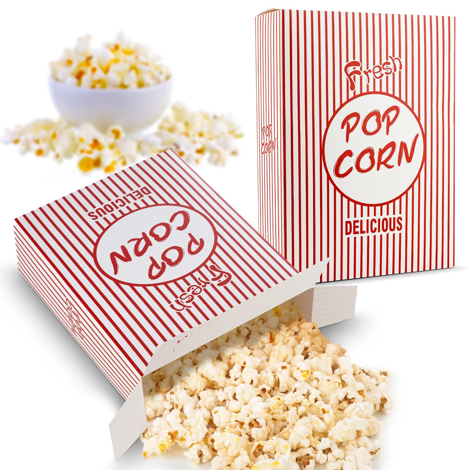 MT Products Popcorn Boxes for Party or Movie Night - 3.3 oz. (Pack of 40) - #5 Popcorn Buckets With Close Top