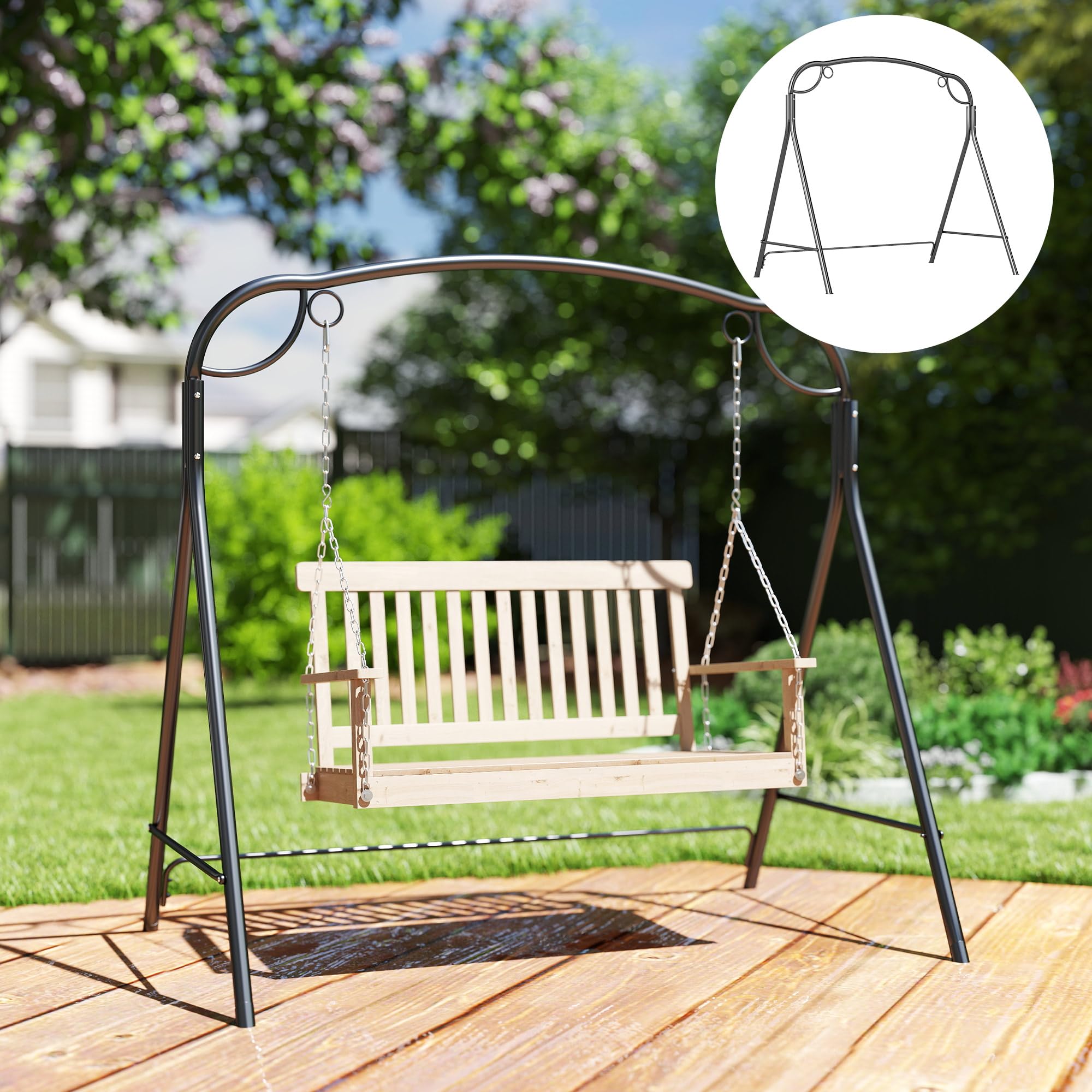 Outsunny Soporte para Columpio de Metal Estructura de Columpio Resistente con Patas en Forma de A Carga 220 kg para Jardín Parque Patio Porche 172x126x170 cm Bronce
