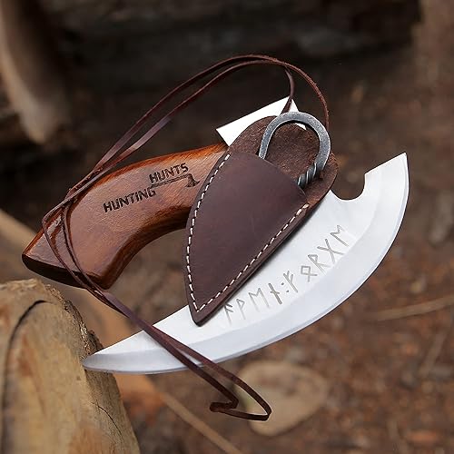 Miniatura 2 de HH-HK-001 - Cortador de pizza vikingo hecho a mano con mango de palisandro, hoja de hacha de acero al carbono súper afilada, cuchillo de cocina